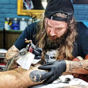 Miami Ink-LoveHate Tattoos - Darren Brass hard at work!