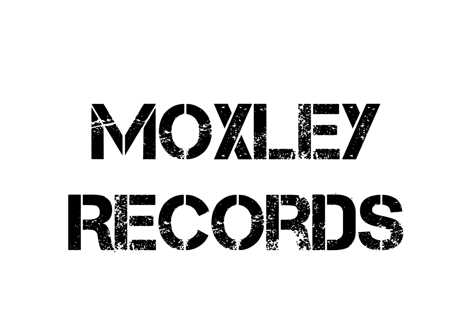Text logo reading 'MOXLEY RECORDS' with a distressed font on a white background.