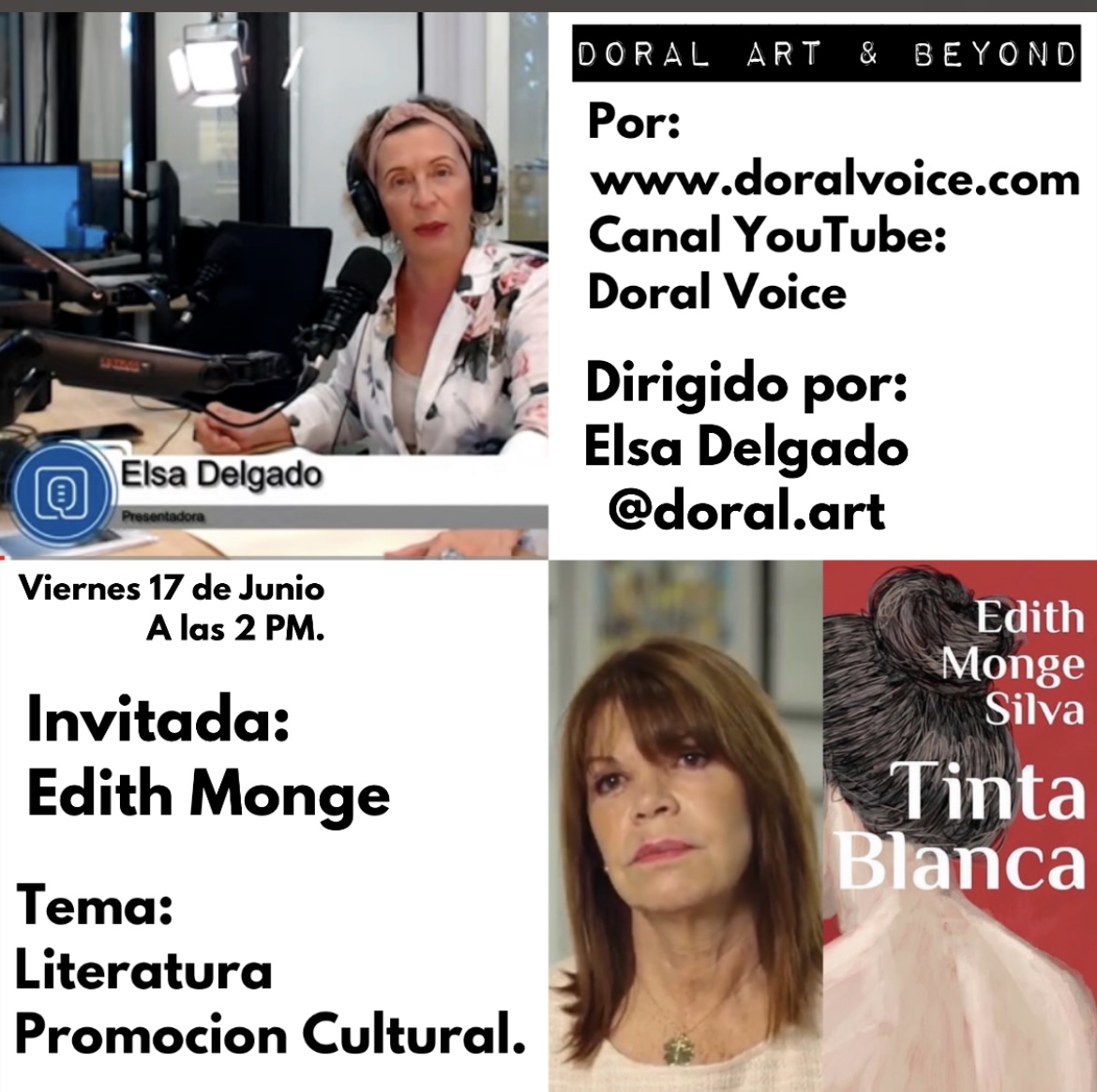 Two women in a promotional image for a cultural literature event, with text details about the event and participants.