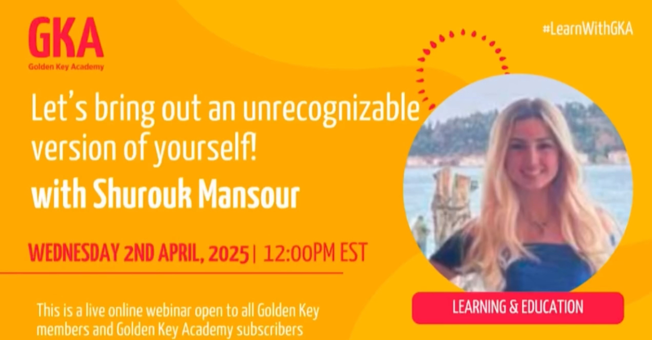 Promotional graphic for a webinar featuring Shurook Mansour, with a woman smiling outdoors, event details, and a yellow background.