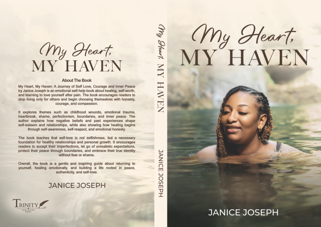 Book cover with a woman swimming in water, smiling with eyes closed, background of water and sky, title and author text. Word count: 20
