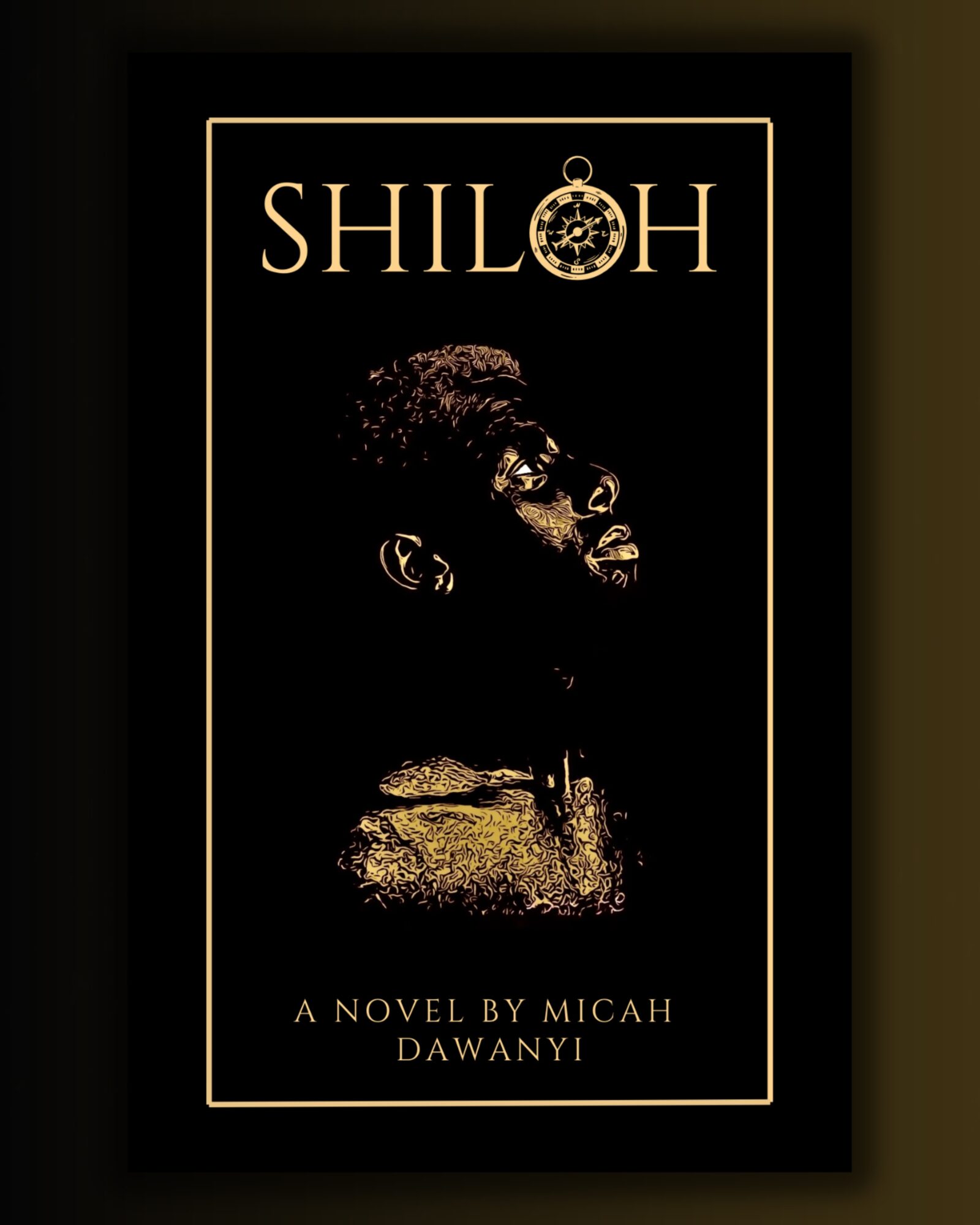 Book cover with the title 'SHILOH' and a silhouette of a person's face against a dark background.