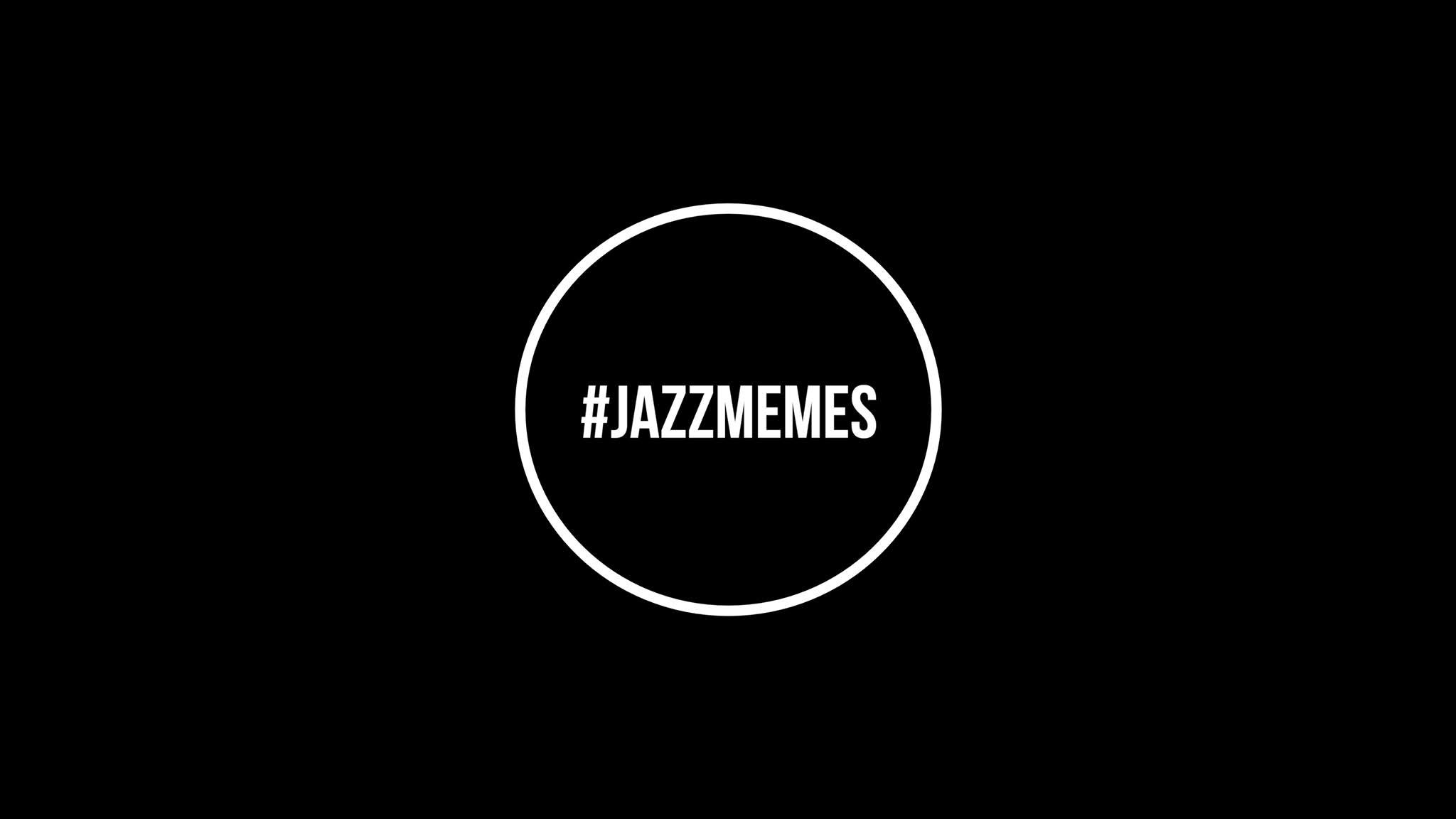 #JAZZMEMES hashtag inside a white circle on black background