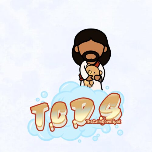 Cartoon figure with long hair and beard holding a small dog, with the word 'TOP 5' and 'TheCalmDownSpot' below, on a light background.